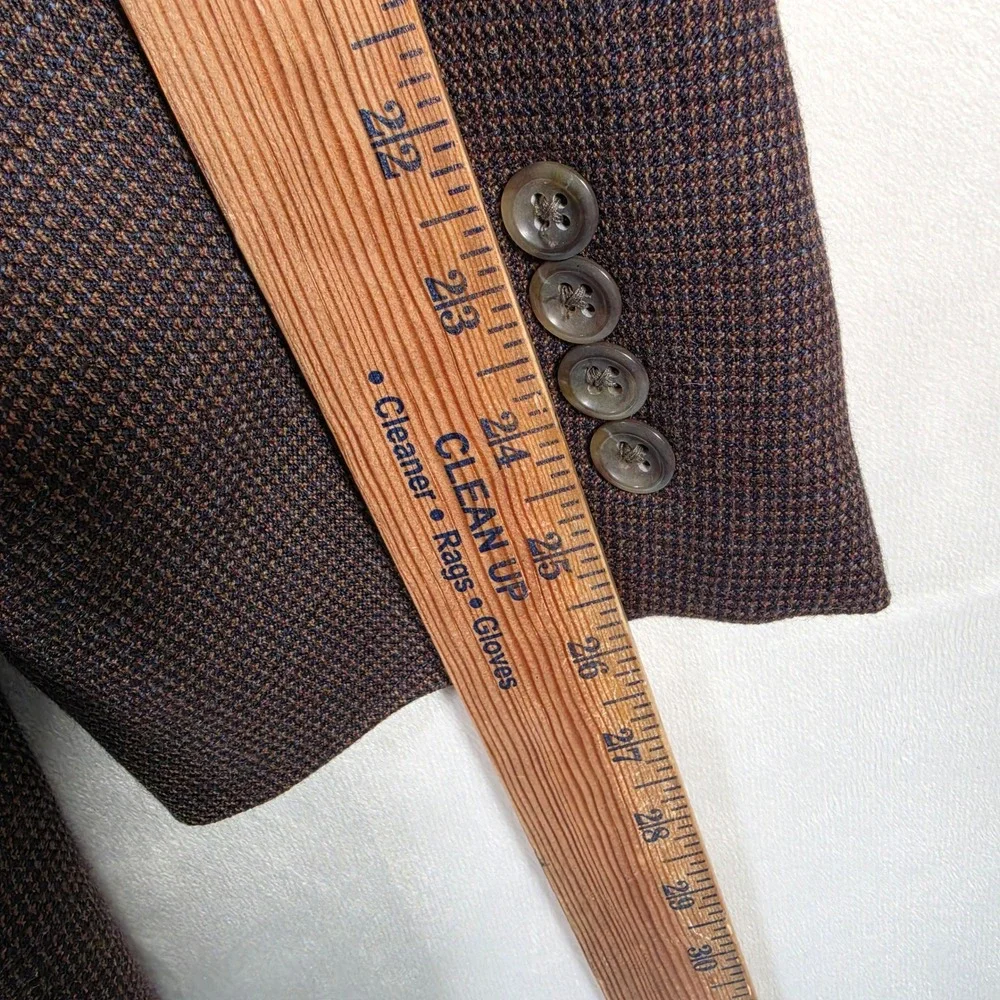 Pronto Uomo Lambswool Blazer Men's 44 Long Brown Houndstooth Sport Coat